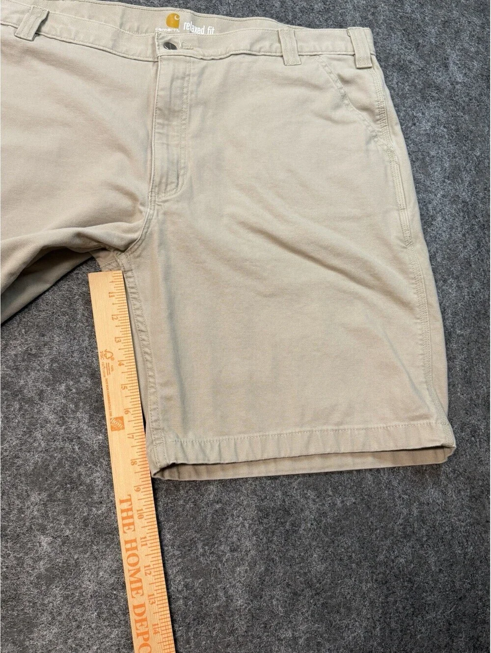 Carhartt Relaxed Fit Carpenter Work Shorts Khaki Tan Mens 42 Cotton Stretch